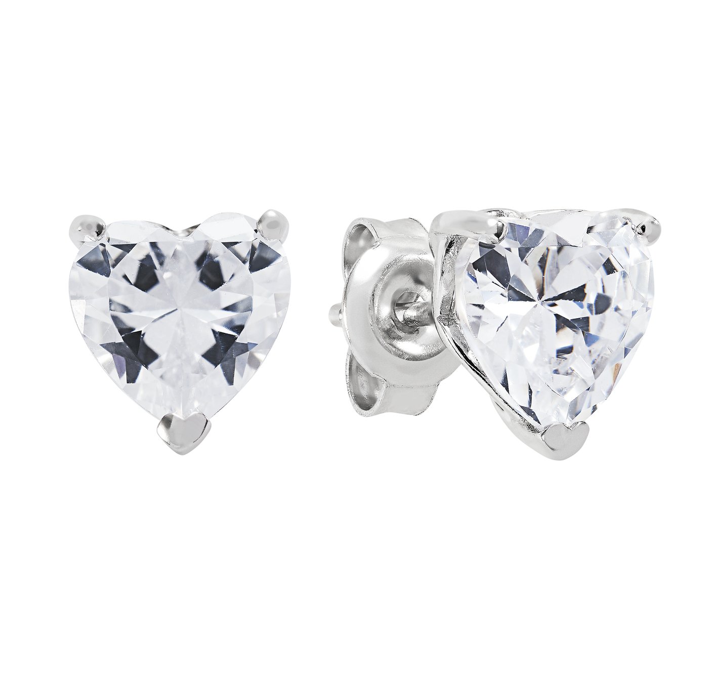 Revere Sterling Silver Heart Cut Cubic Zirconia Earrings