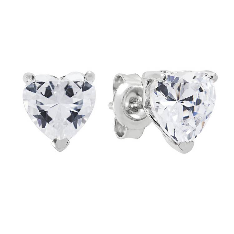 Revere Sterling Silver Heart Cut Cubic Zirconia Earrings 0