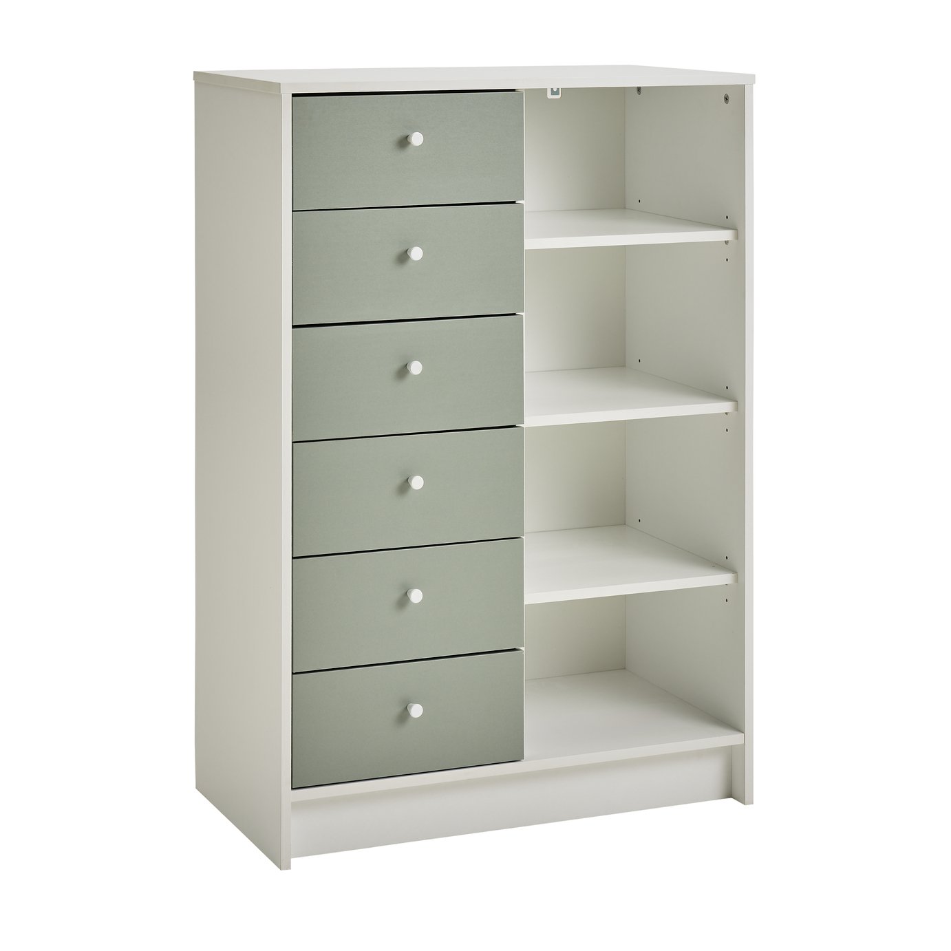 Argos Home Malibu Kids 6 Drawer Chest - Sage Green & White