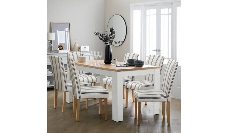 Argos Home Preston Extend Grey Dining Table & 6 White Chairs