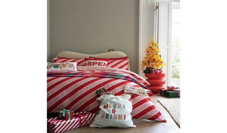 Habitat Candy Stripe Pink & Red Bedding Set - Double