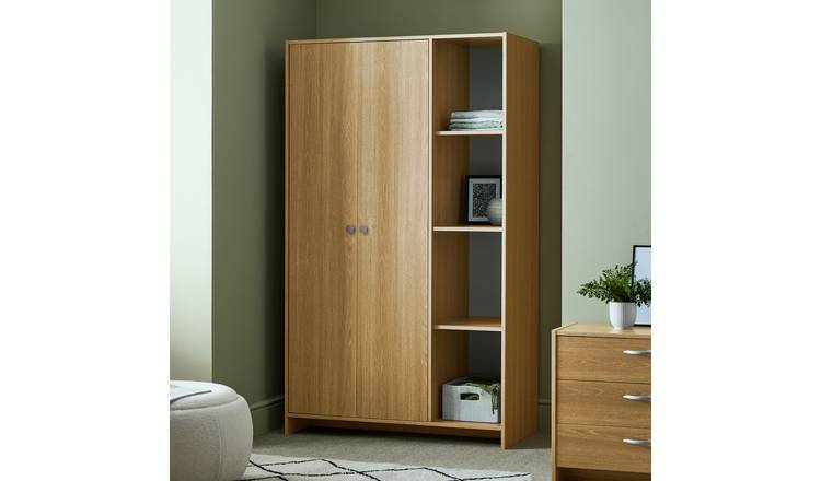 Argos Home Seville 2 Door Open Shelf Wardrobe - Oak Effect