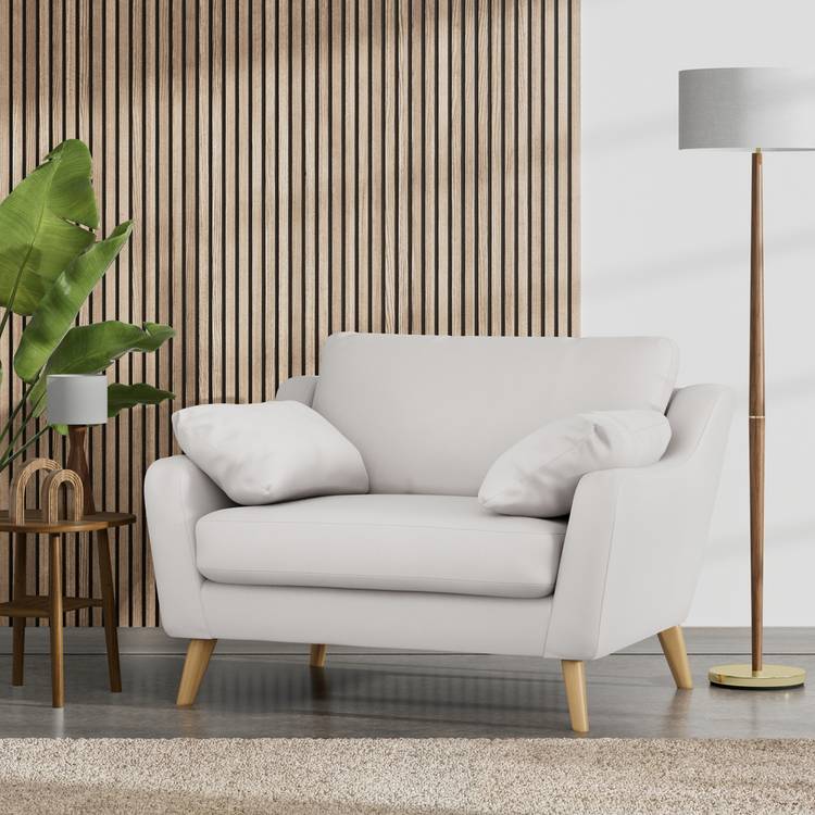 Habitat Ivor Fabric Cuddle Chair - Natural - Ash Leg 0
