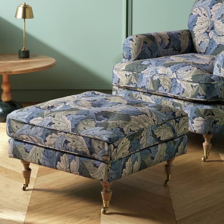 Habitat x Morris & Co. Merton Acanthus Fabric Footstool 0