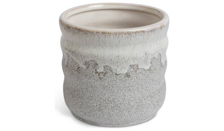 Habitat Medium Reactive Glaze Ceramic Planter - Grey