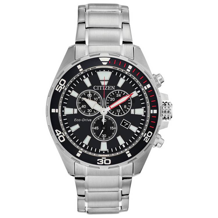 Citizen Men's Eco-Drive Black Dial Stainless Steel Watch 0