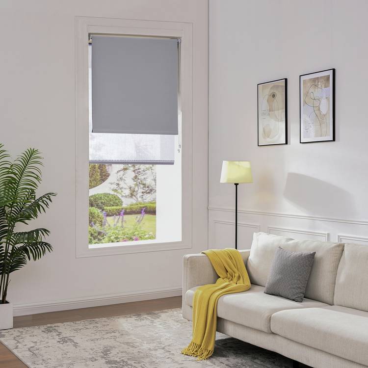 Little Black Book Blackout Double Grey Roller Blind - 130cm 0