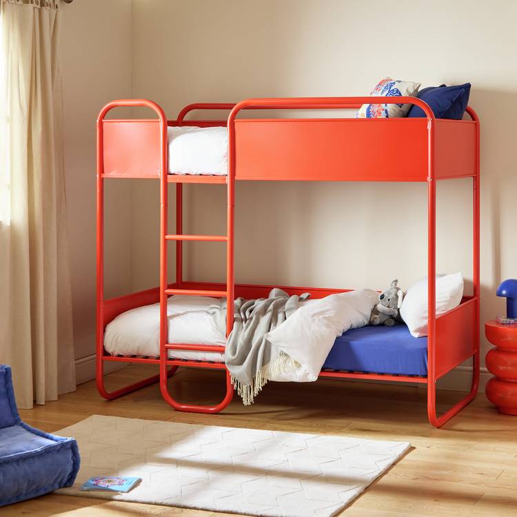 Habitat Rory Metal Single Bunk Bed with Mattress - Red 0