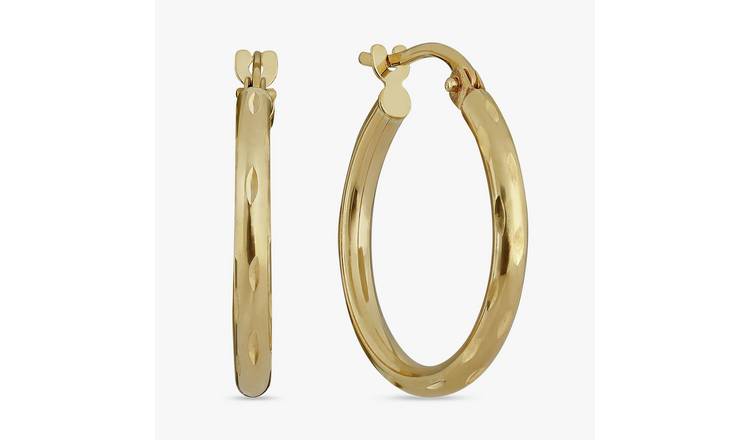 Revere 9ct Yellow Gold Textured Hoop Earrings