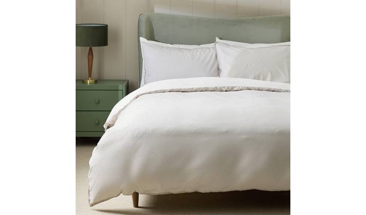 Habitat Seersucker Blanket Stitch Edge Bedding Set - Double