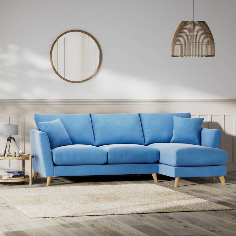 Habitat Lomond Right Hand Corner Sofa - Sky Blue - Ash Leg 0