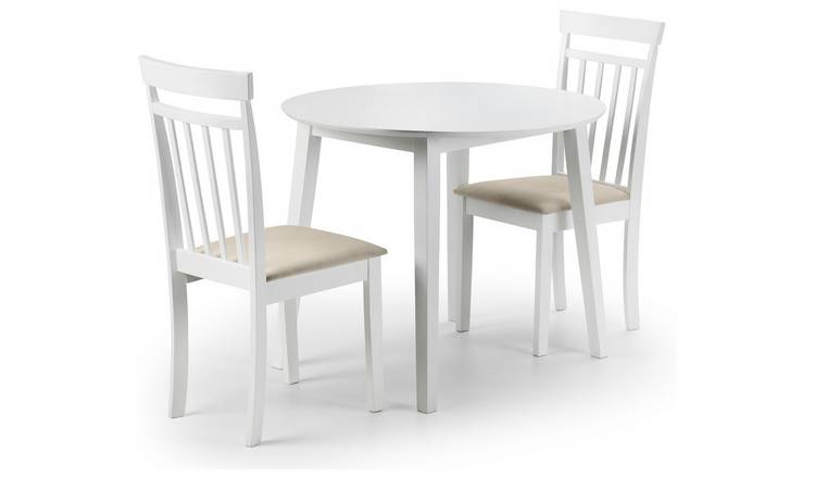 Julian Bowen Coast White Dining Table & 2 White Chairs