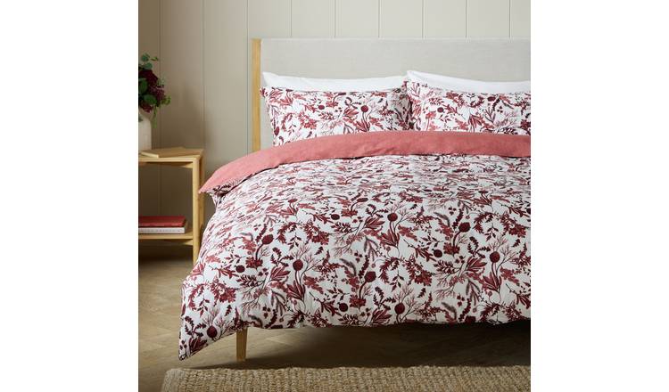 Argos Home Burgundy Foliage Print Bedding Set - King size