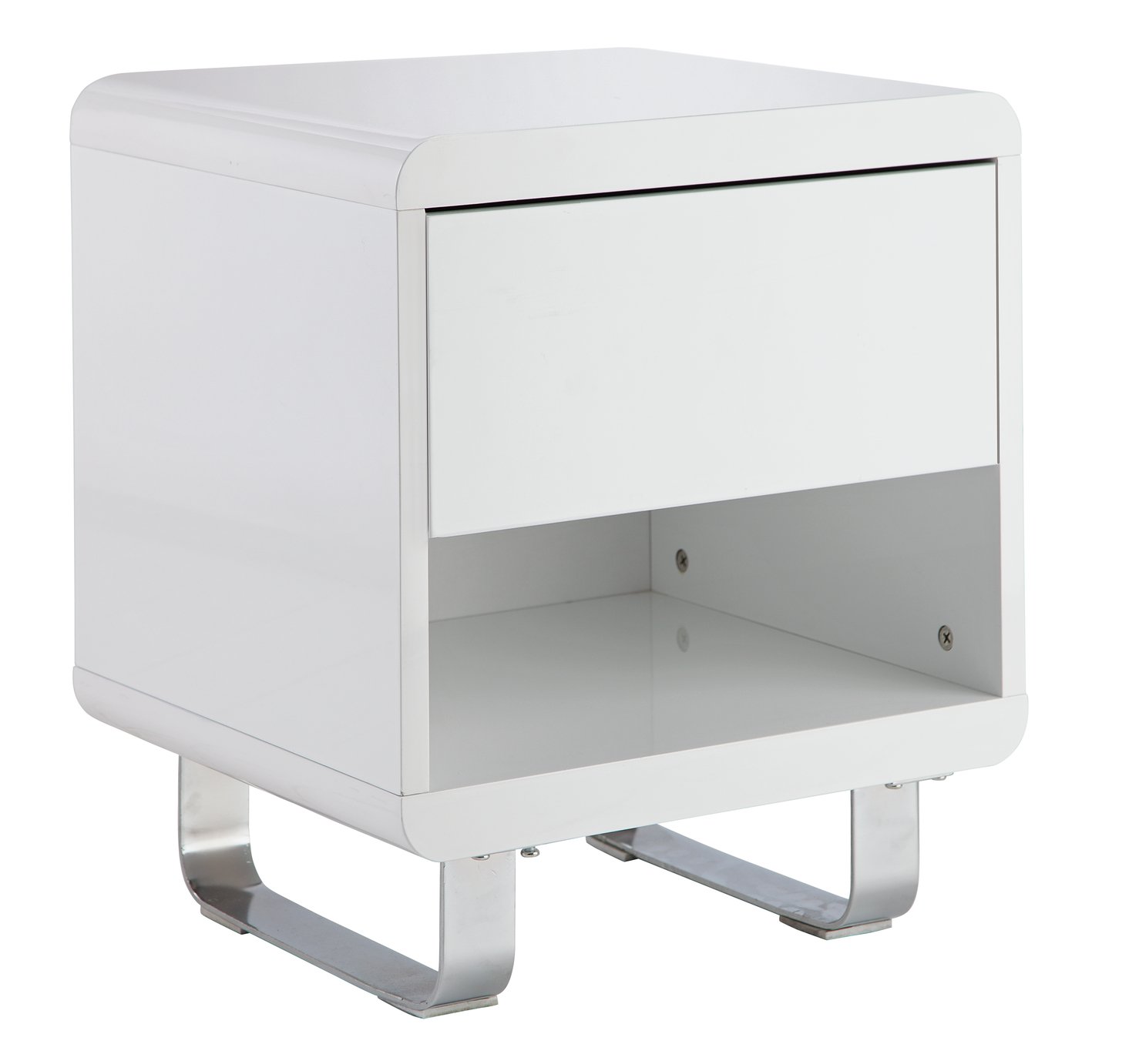 Argos Home Sleigh 1 Drawer End Table - White Gloss