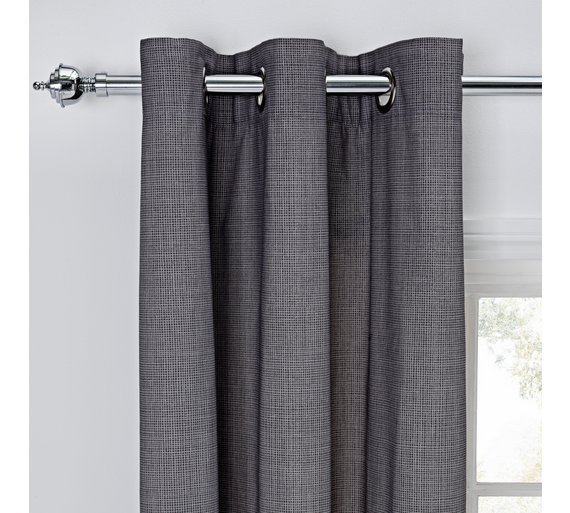 Argos Home Grid Unlined Eyelet Curtains 117x183cm - Charcoal