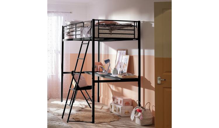 Buy Argos Home Riley High Sleeper Metal Bed Frame and Desk ...