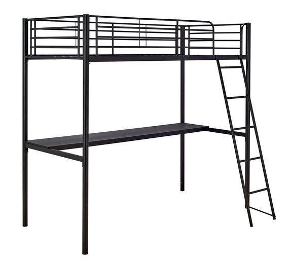 Argos Home Riley High Sleeper Metal Bed Frame and Desk-Black Review