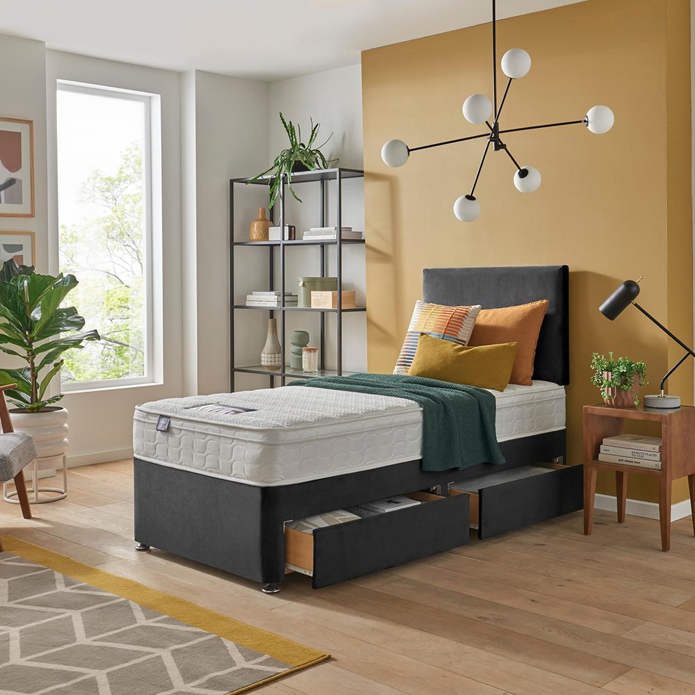 Silentnight Travis Single 2 Drawer Divan Bed - Charcoal