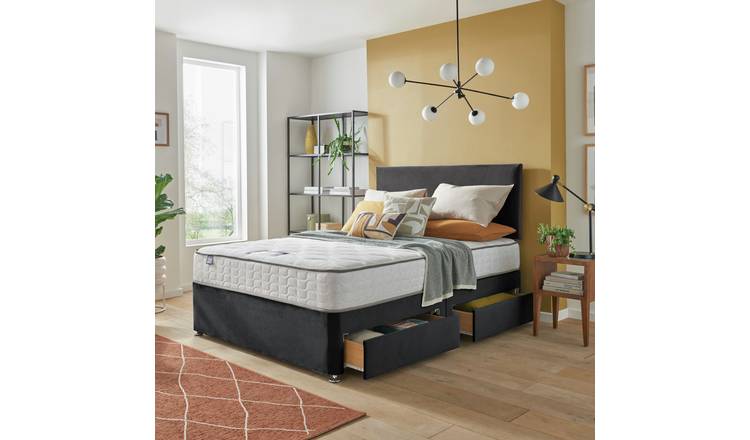 Silentnight Comfort Double Divan Bed With Mattress- Charcoal