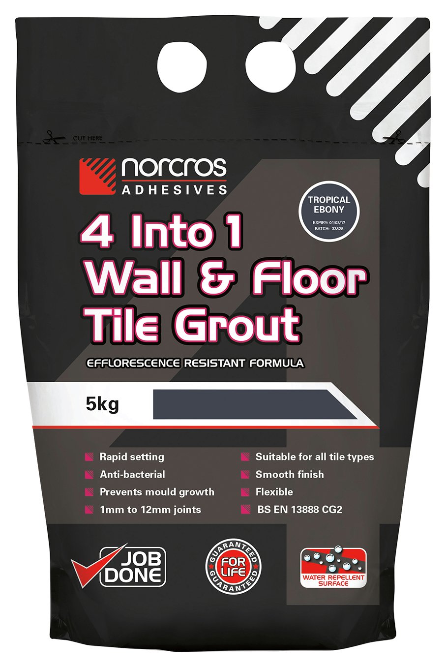 Norcros 4 in 1 Tropical Ebony Tile Grout - 5kg