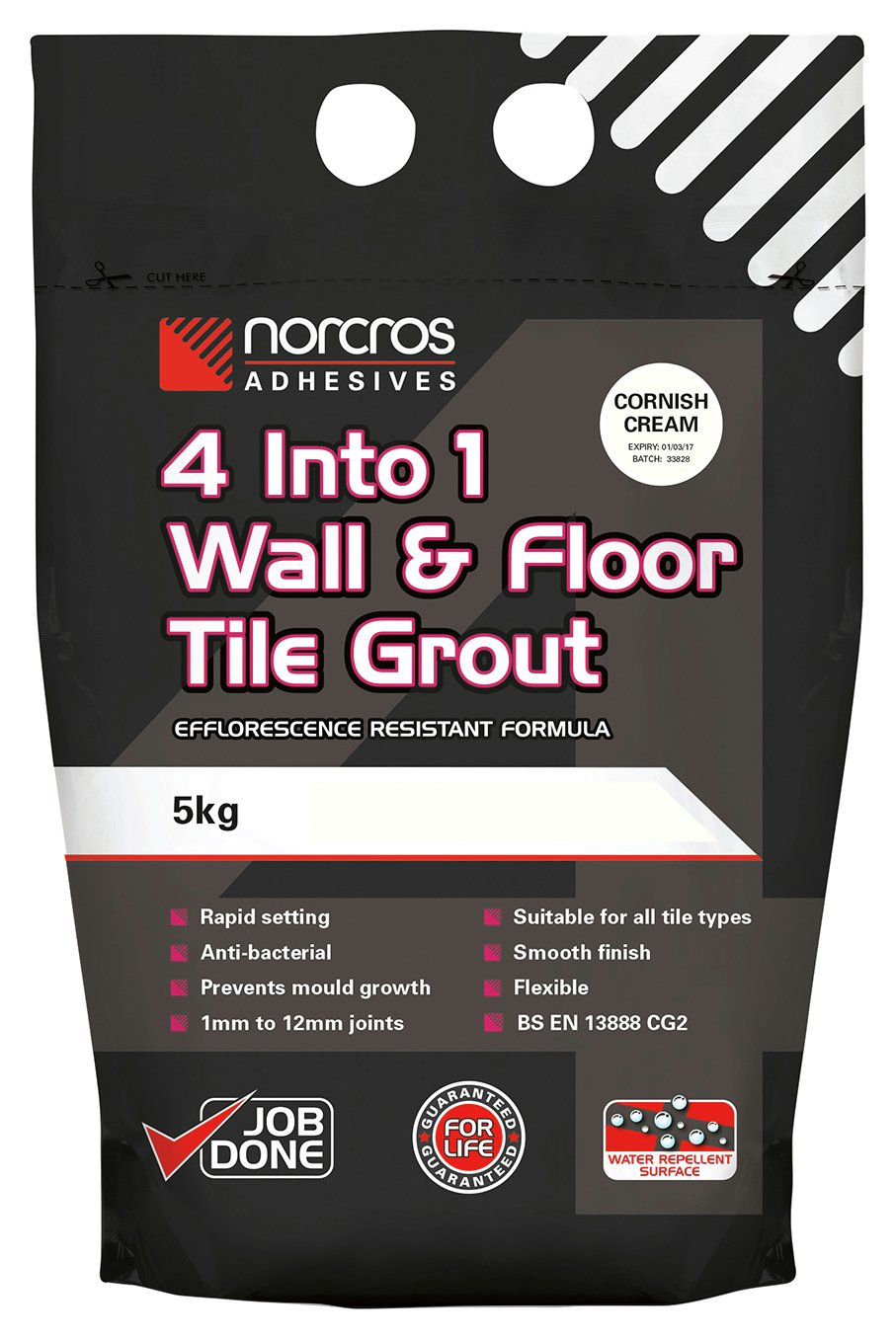 Norcros 4 in 1 Cornish Cream Tile Grout - 5kg