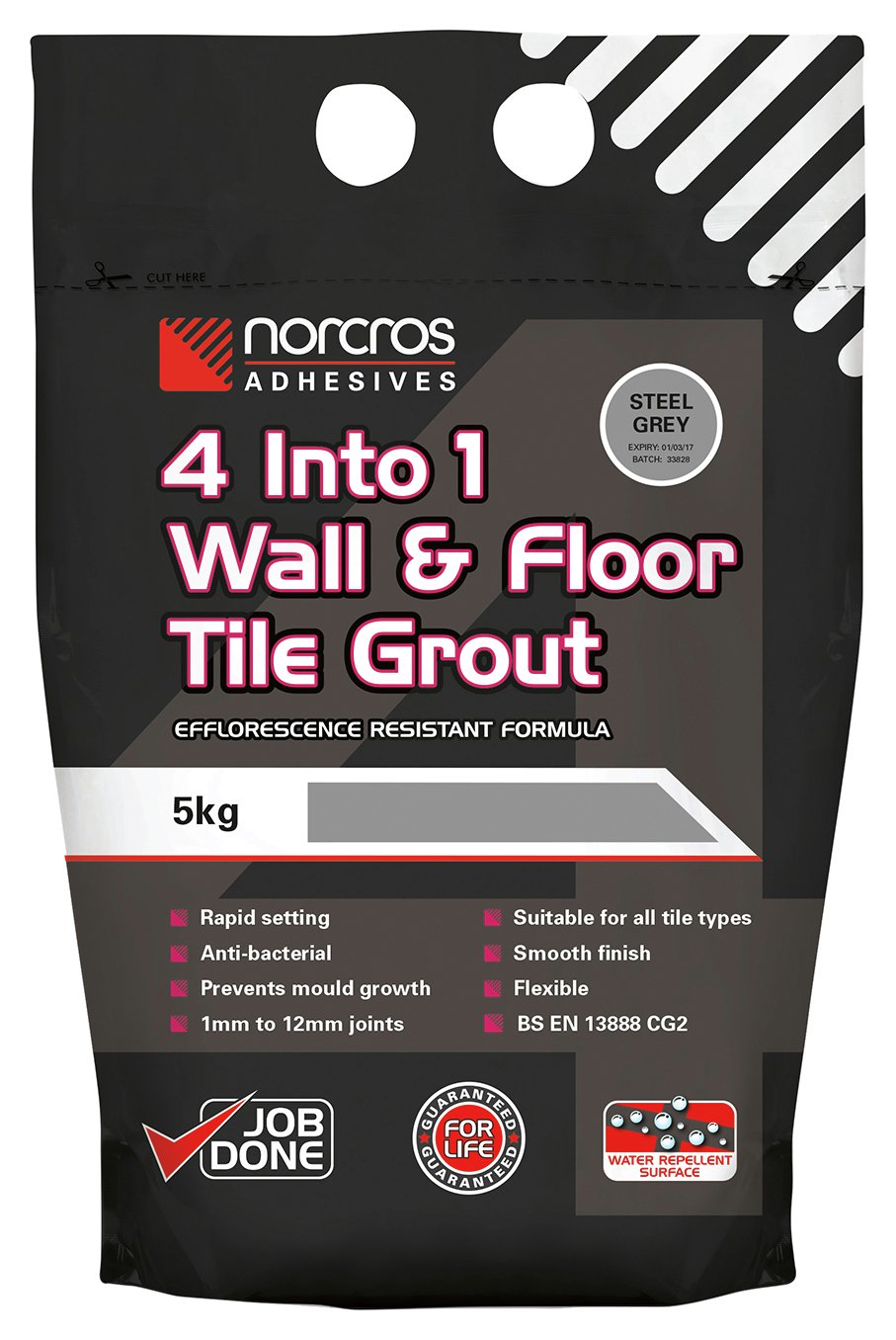 Norcros 4 in 1 Steel Grey Tile Grout - 5kg