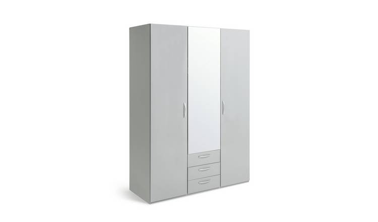 Argos Home Hallingford 3Door 3 Drawer Mirror Wardrobe - Grey