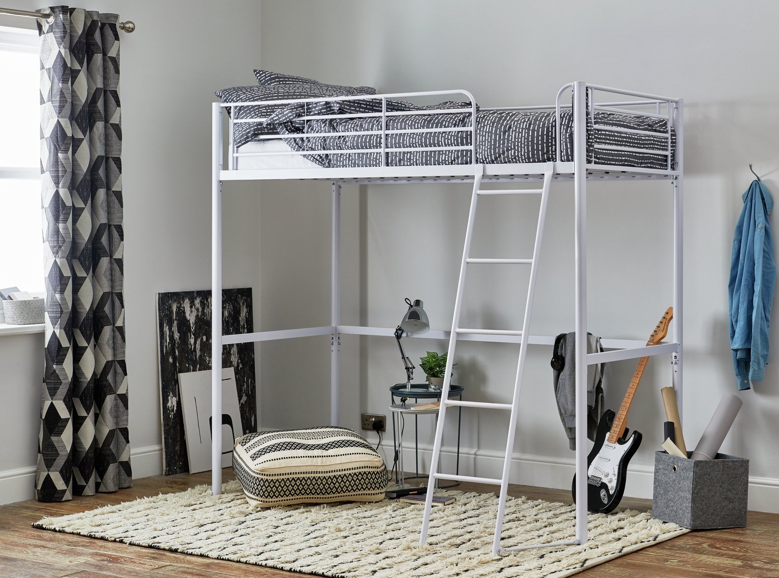 Argos Home Riley High Sleeper Metal Bed Frame - White