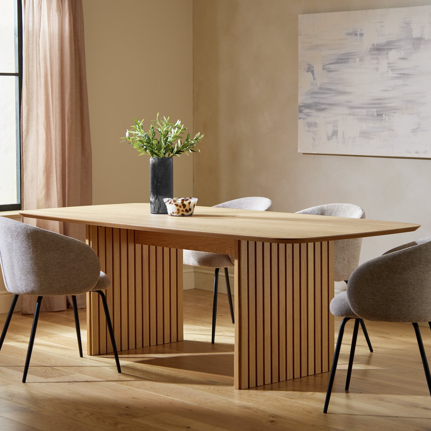 Crishel Oak Veneer 10 Seater Dining Table Oak
