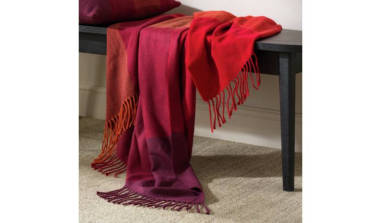 Argos Home Herringbone Throw - Red - 125x150cm