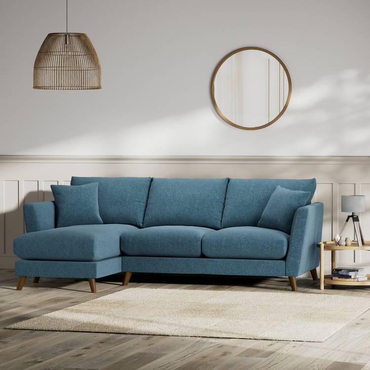 Habitat Lomond Left Hand Corner Sofa - Blue - Dark Leg 0