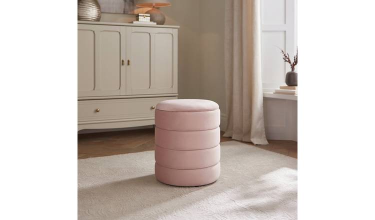GFW Klara Velvet Storage Footstool - Pink