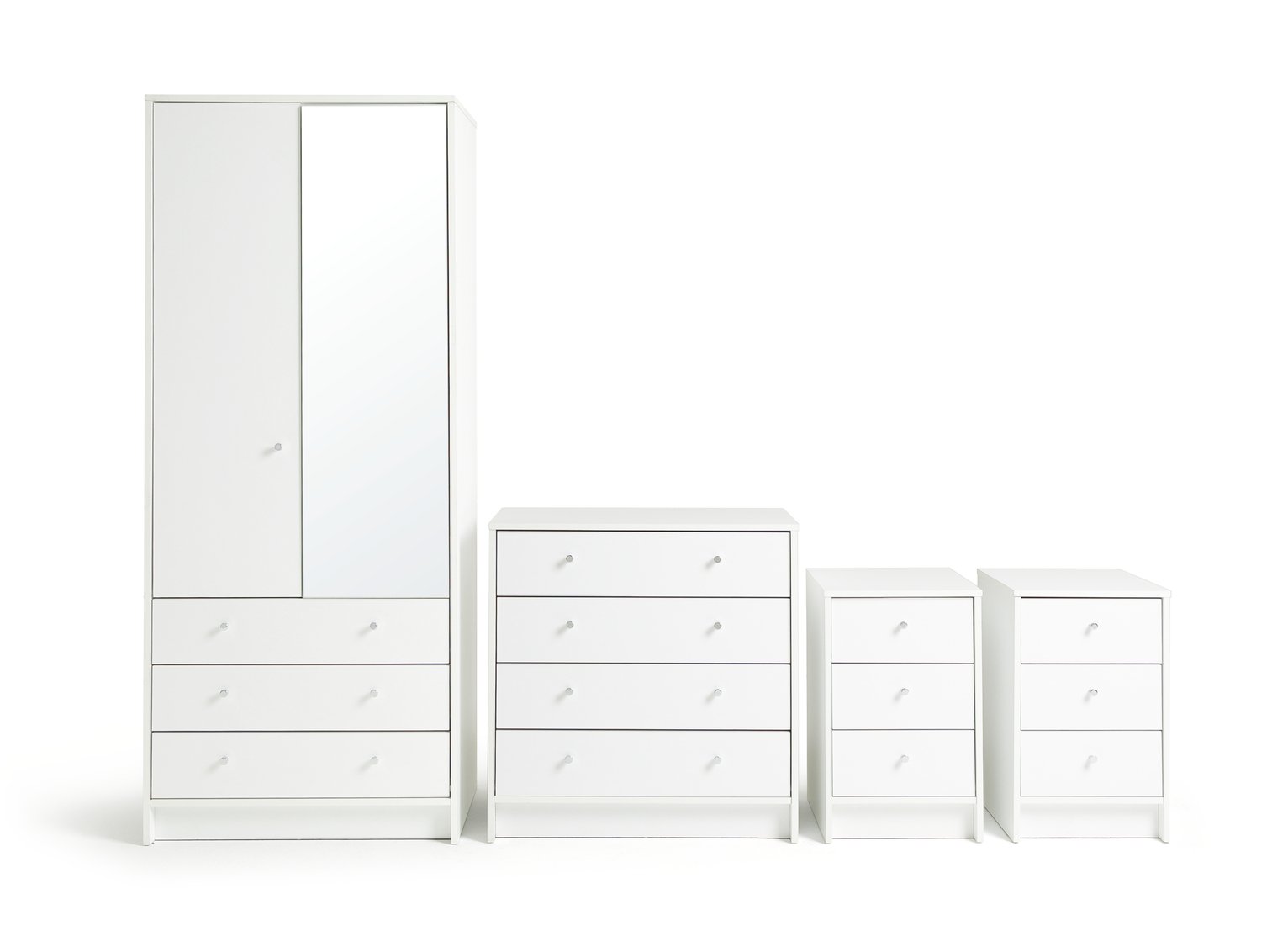 Argos Home Malibu 4 Piece 2 Door Mirror Wardrobe Set - White