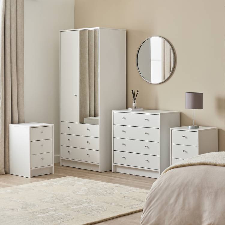 Argos Home Malibu 4 Piece 2 Door Mirror Wardrobe Set - White 0