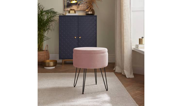 GFW Avery Velvet Storage Footstool - Pink