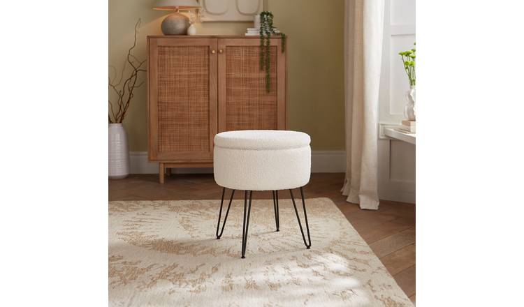 GFW Avery Boucle Storage Footstool - Cream