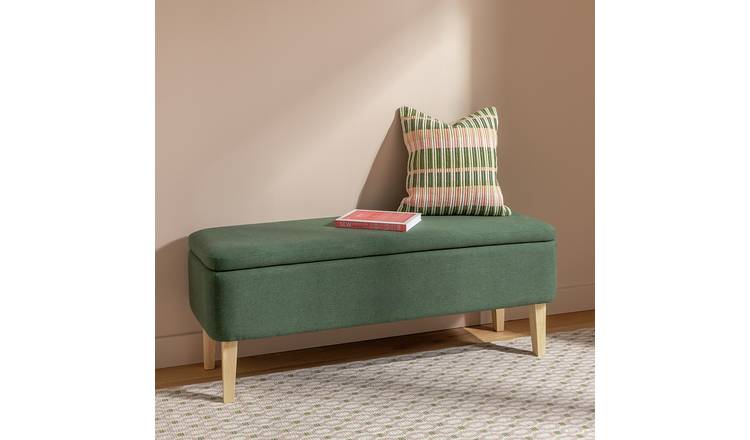 Habitat Ren Large Fabric Ottoman - Green