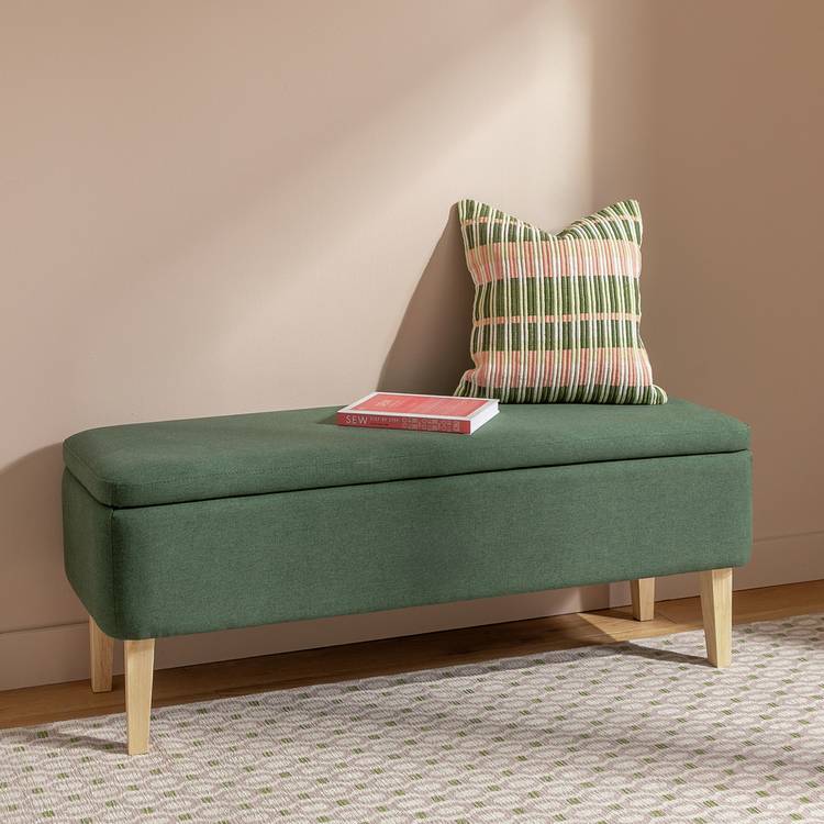 Habitat Ren Large Fabric Ottoman - Green 0