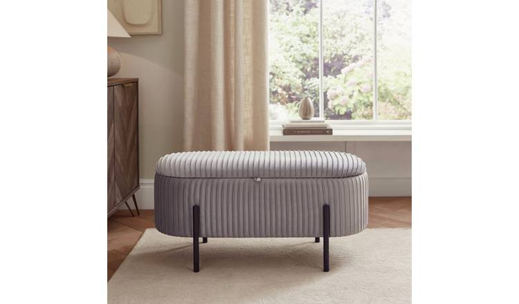 GFW Amelle Velvet Storage Ottoman - Grey