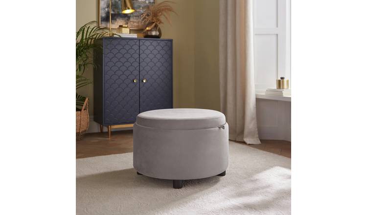 GFW Delilah Velvet Storage Ottoman - Grey