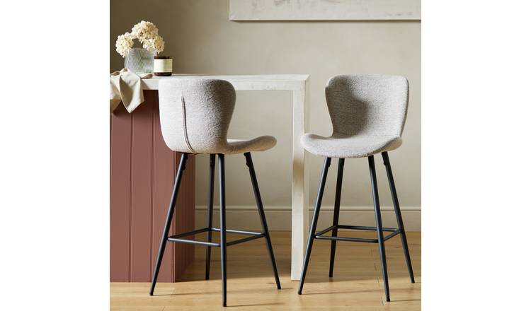 Habitat Etta Pair of Fabric Bar Stools - Natural