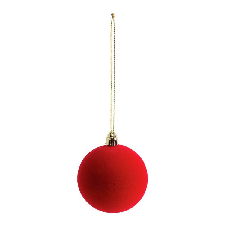 Habitat Pack of 6 Velvet Christmas Baubles - Red 0