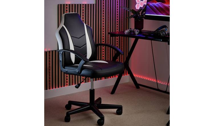 Argos Home Faux Leather Gaming Chair - White