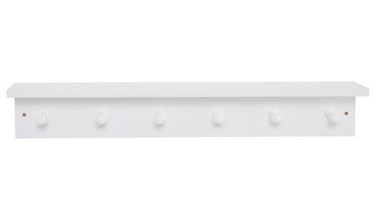 Great Little Trading Company Peg Rail Shelf with Hooks-White