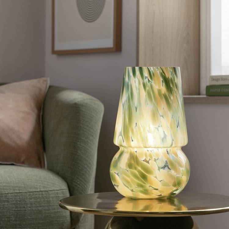 Habitat Rahnn Confetti Glass Table Lamp - Green 0