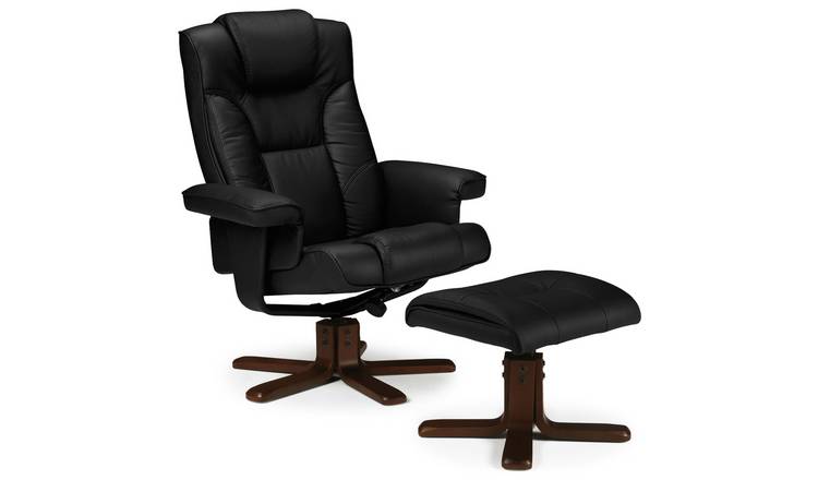 Julian Bowen Malmo Recliner Chair & Footstool - Black