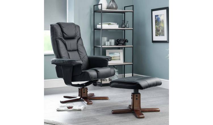 Julian Bowen Malmo Recliner Chair & Footstool - Black
