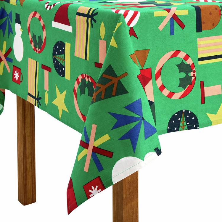 Habitat Festive Icons Wipe Clean Table Cloth - Green 0
