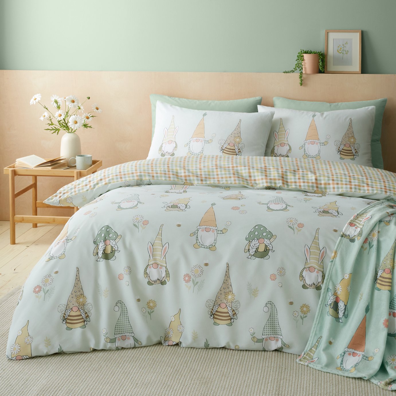 Catherine Lansfield Spring Gonks Mint Bedding Set - Double