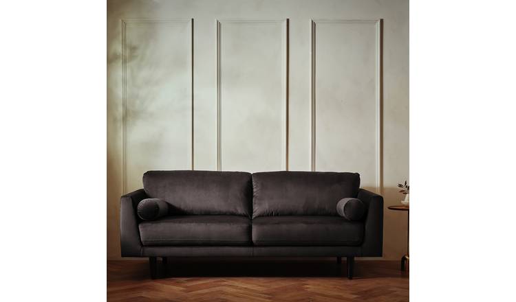 Habitat Jacob Velvet 3 Seater Sofa - Chocolate